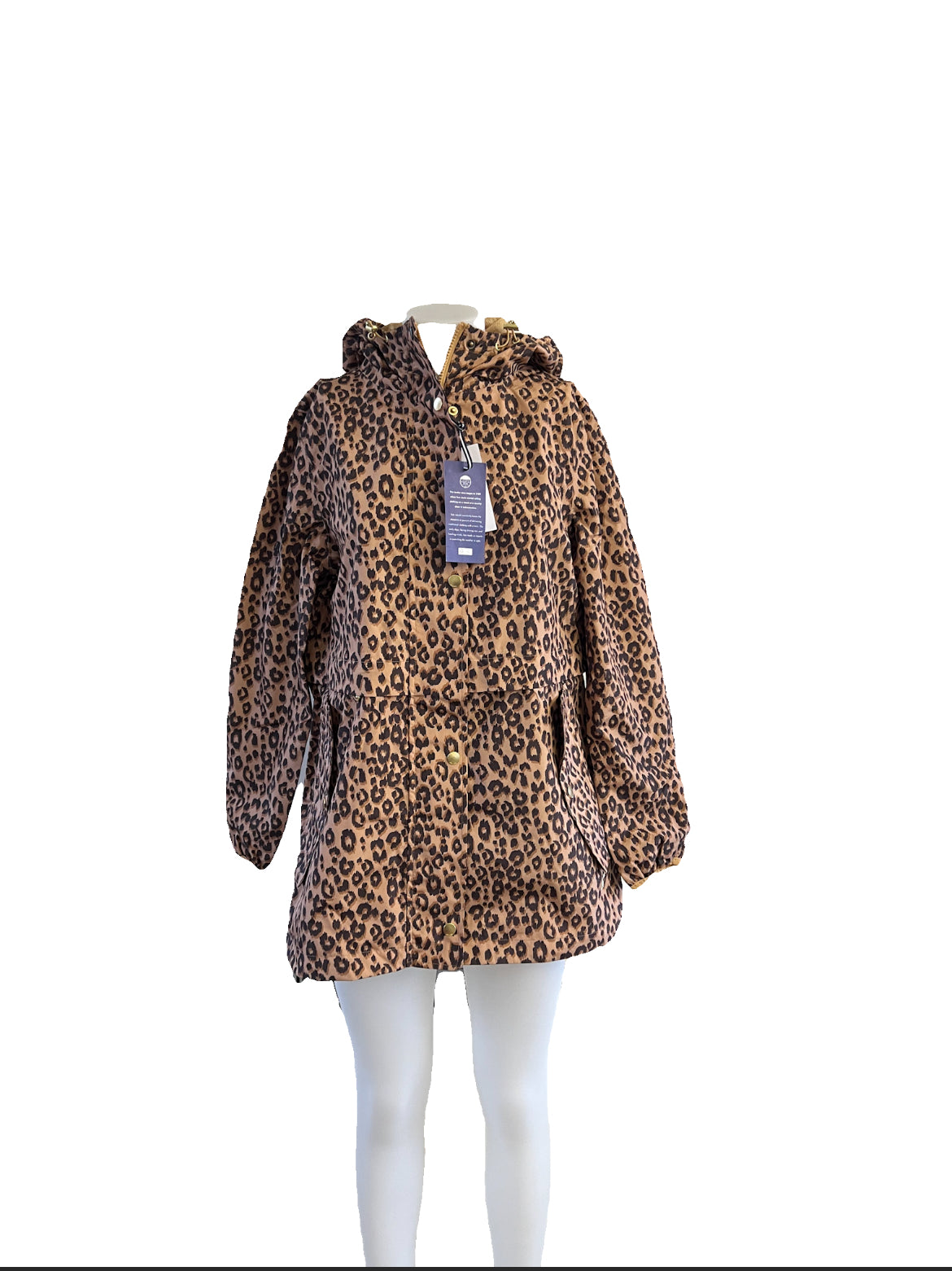 Ex Joules Women's Leopard Print Raincoat (Size 8)